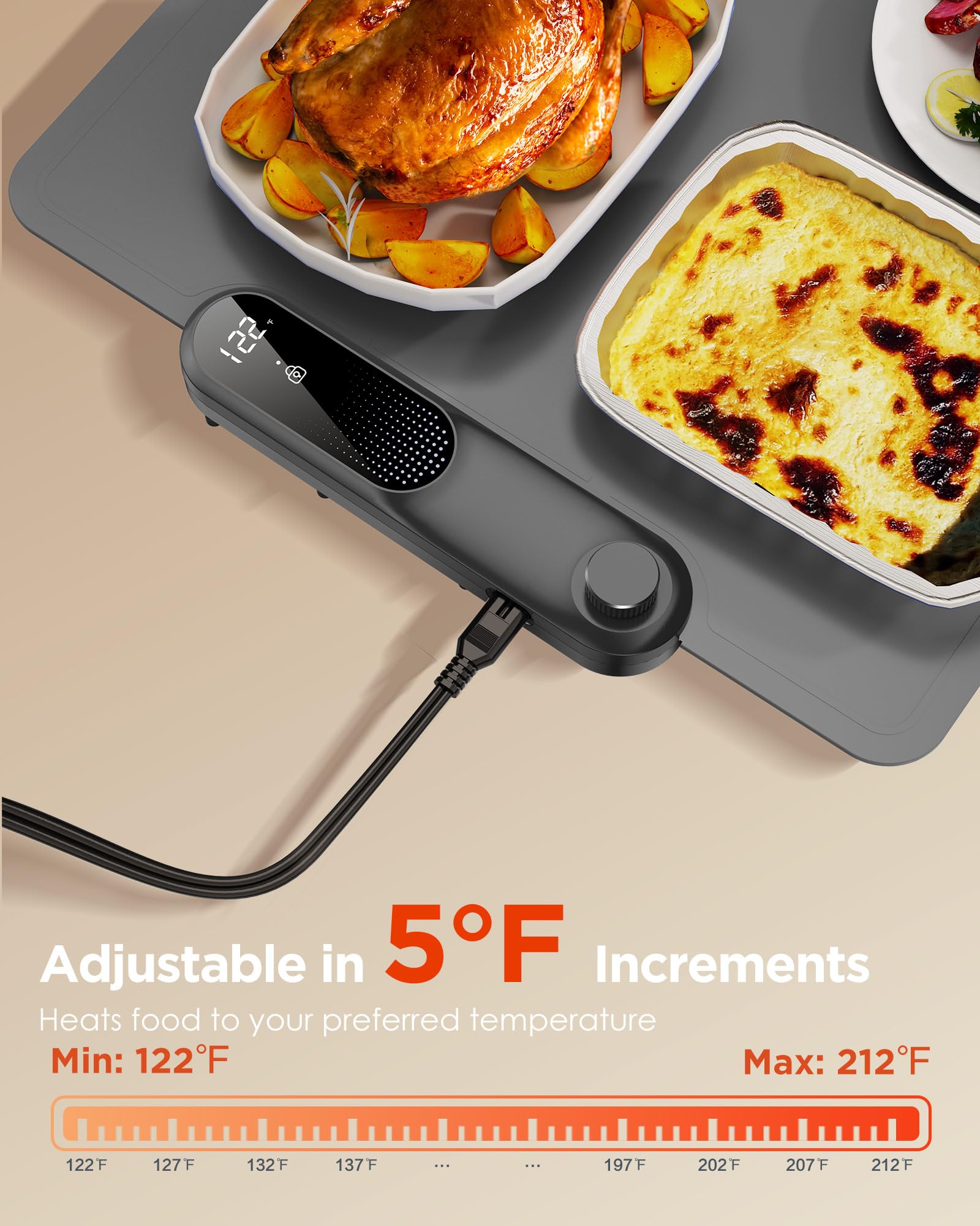 FEPPO Food Warming Mat GEN1 Portable Silicone Electric Warming Tray
