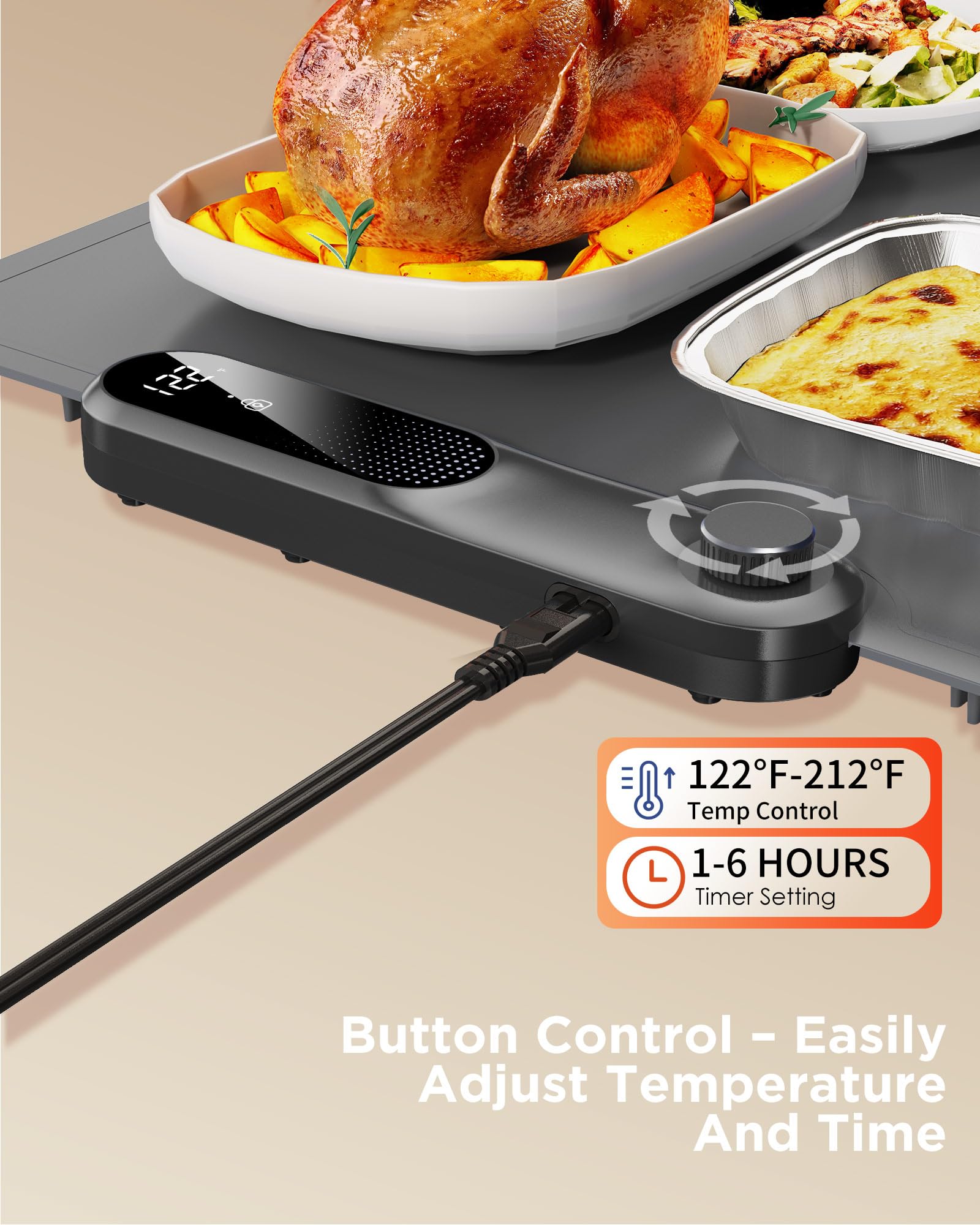 FEPPO Food Warming Mat GEN1 Portable Silicone Electric Warming Tray