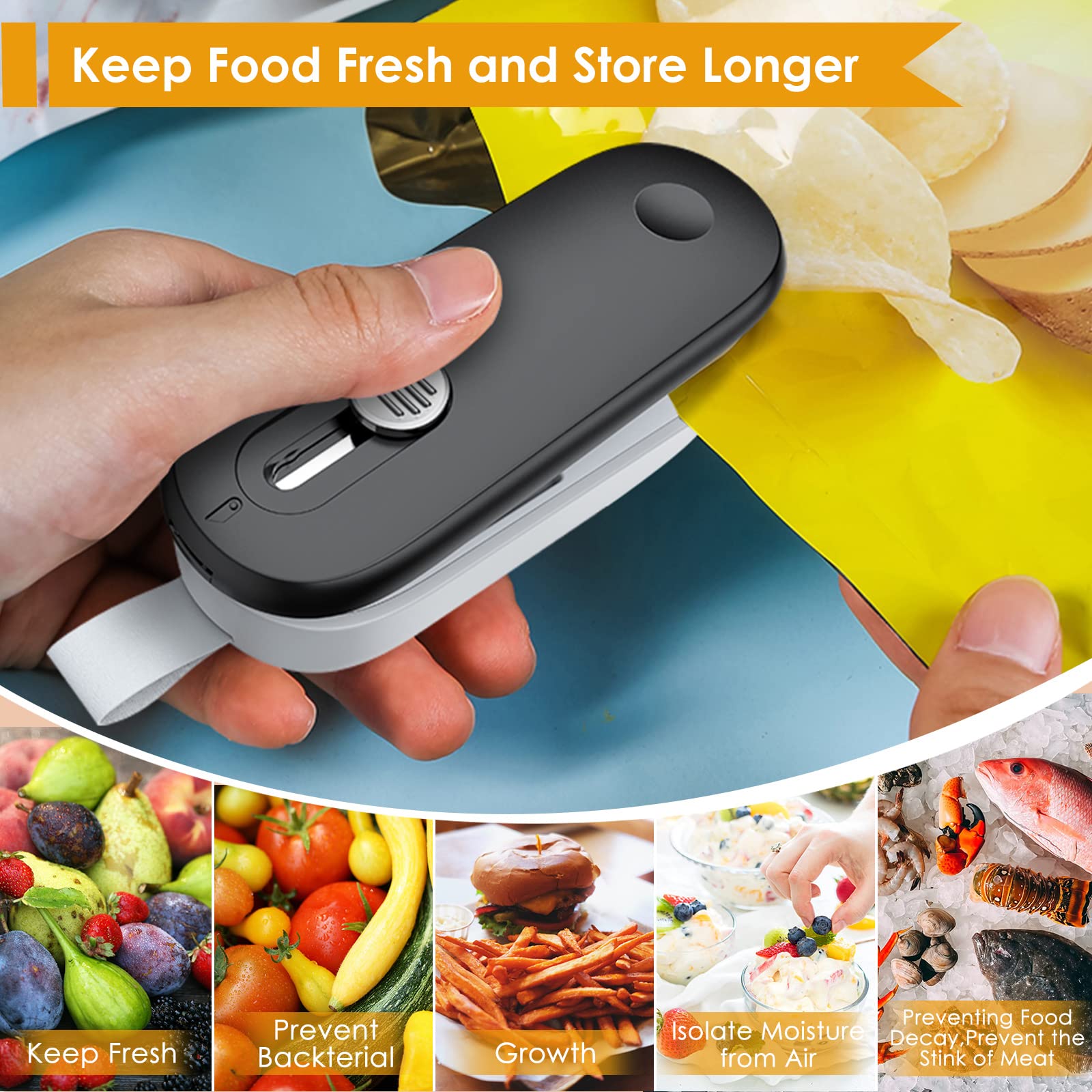 FEPPO 2-in-1 Mini Bag Sealer with Cutter – Portable Heat Resealer for Chips, Plastic & Snack Bags, Batteries Included