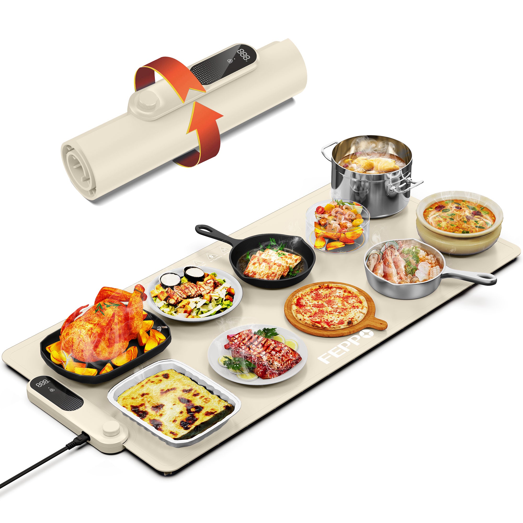 FEPPO Food Warming Mat GEN1 Portable Silicone Electric Warming Tray