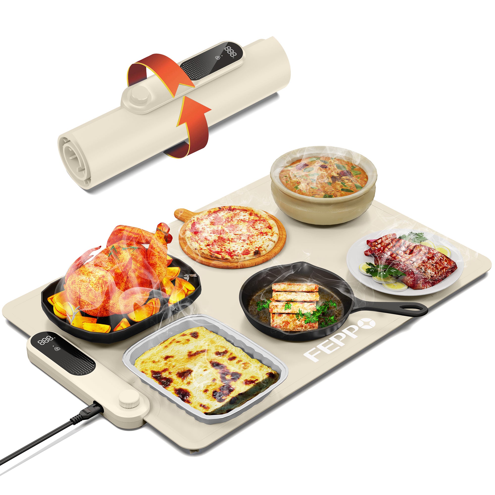 FEPPO Food Warming Mat GEN1 Portable Silicone Electric Warming Tray