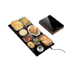 FEPPO Marble-Look Modular Glass Food Warming Tray, 3 or 4 Panels with Independent Heating Zones