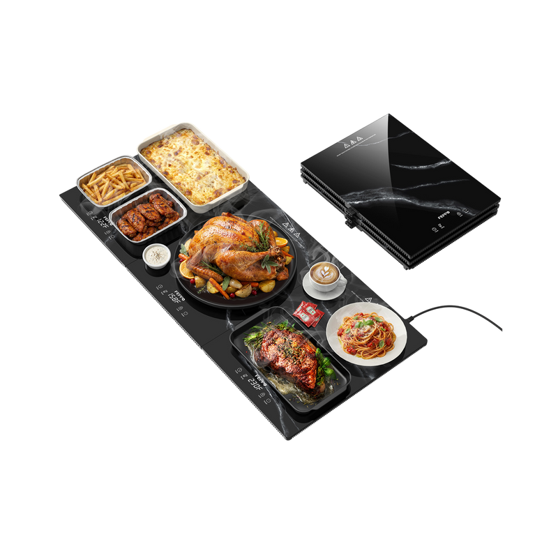 Feppo Marble-Look Glass Warming Tray