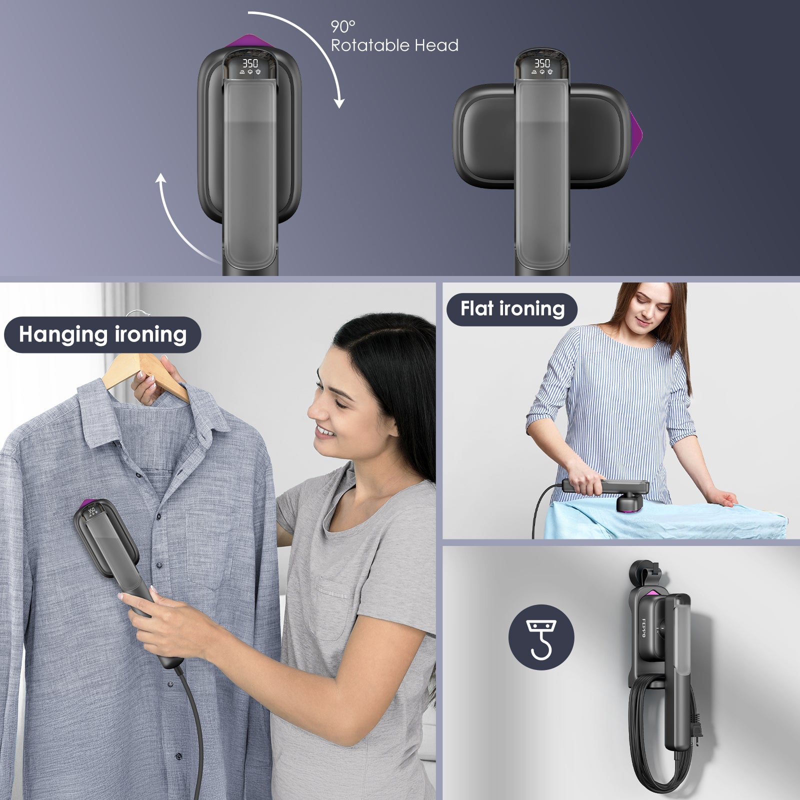 FEPPO Travel Clothes Steamer & Iron 2-in-1 – 1100W Portable Garment Steamer, Dual Voltage 110-240V, Fast Heat-Up, Travel Size