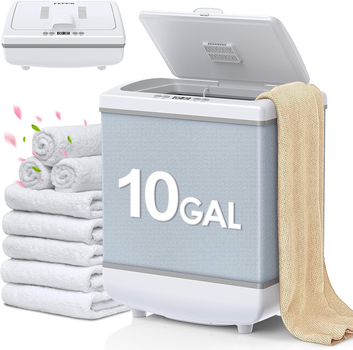 FEPPO Foldable Towel Warmer Bucket 2-in-1 Heating and Drying 10 Gallon (35L) Capacity