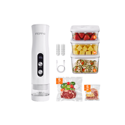 FEPPO Compact Vacuum Sealer with Containers and Reusable Bags