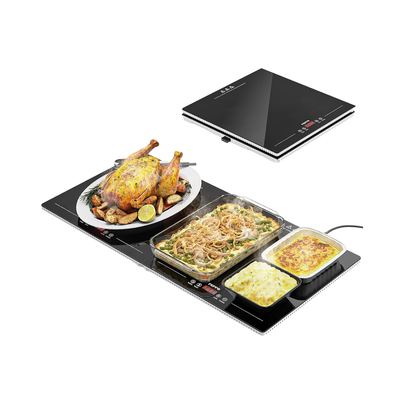 FEPPO 2-in-1 Modular Warming Tray with Glass Heating Surface
