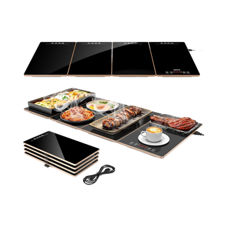 Modular Glass Food Warming Tray, 33" x 15", 4 Panels with 10 Temperature Settings