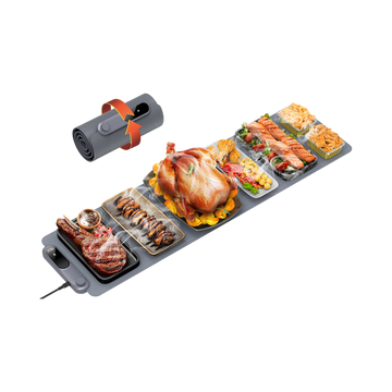 Extra-Long Roll-Up Silicone Food Warming Mat, 42" x 12", 19 Temperature Settings