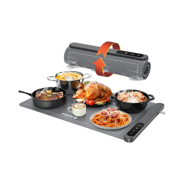 Roll-Up Silicone Food Warming Mat, 24" x 16", Graphene Heating with 6 Temp Levels