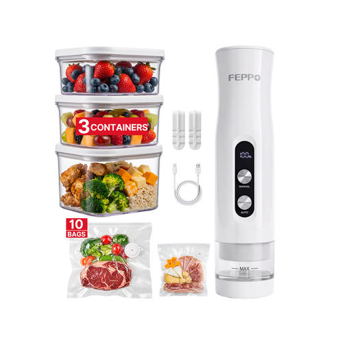 FEPPO Compact Vacuum Sealer with Containers and Reusable Bags